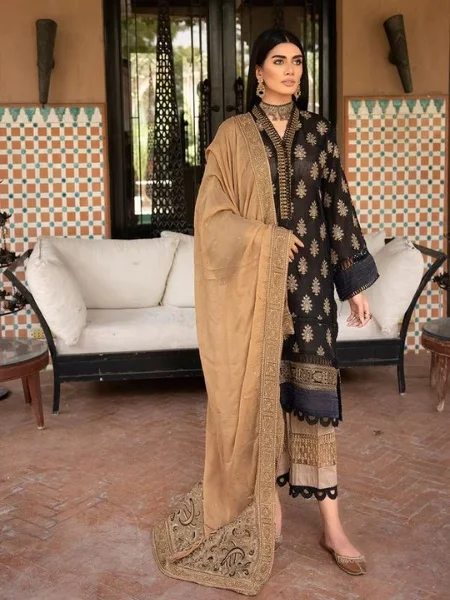 JOHRA JH-194 EMBROIDERED Swiss Voil With Embroidered Bamber Chiffon Dupatta