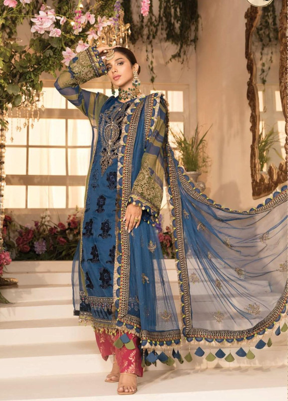 Maria B Embroidered Organza Suits Unstitched 3 Piece | SHELAI928