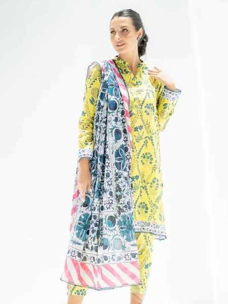 Ego Canary Unstitched 3 Piece Digital Printed Lawn in Bangladesh at Shelai