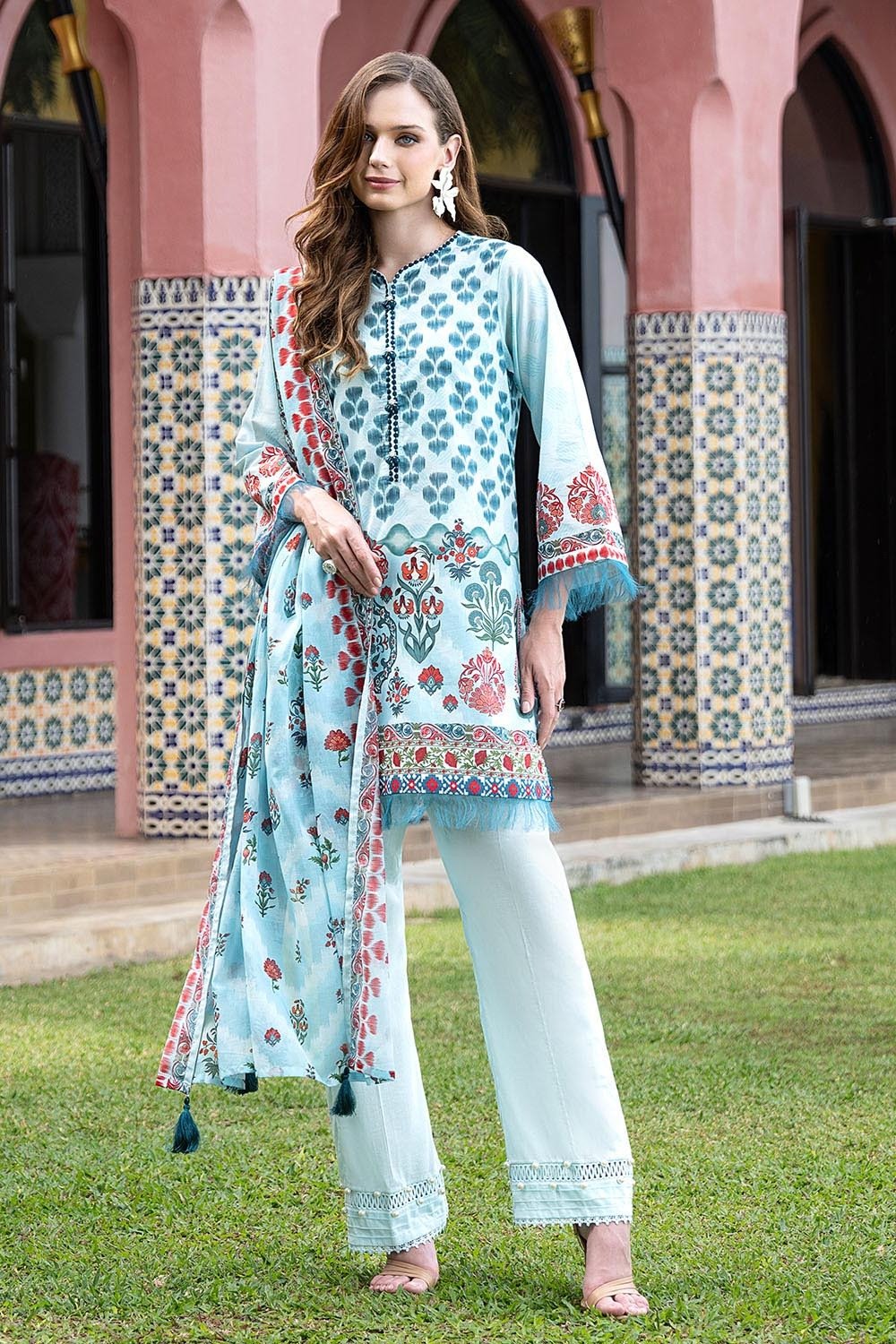 Gul Ahmed 3 Piece Embroidered Printed Lawn Suit | SHELAI26081682