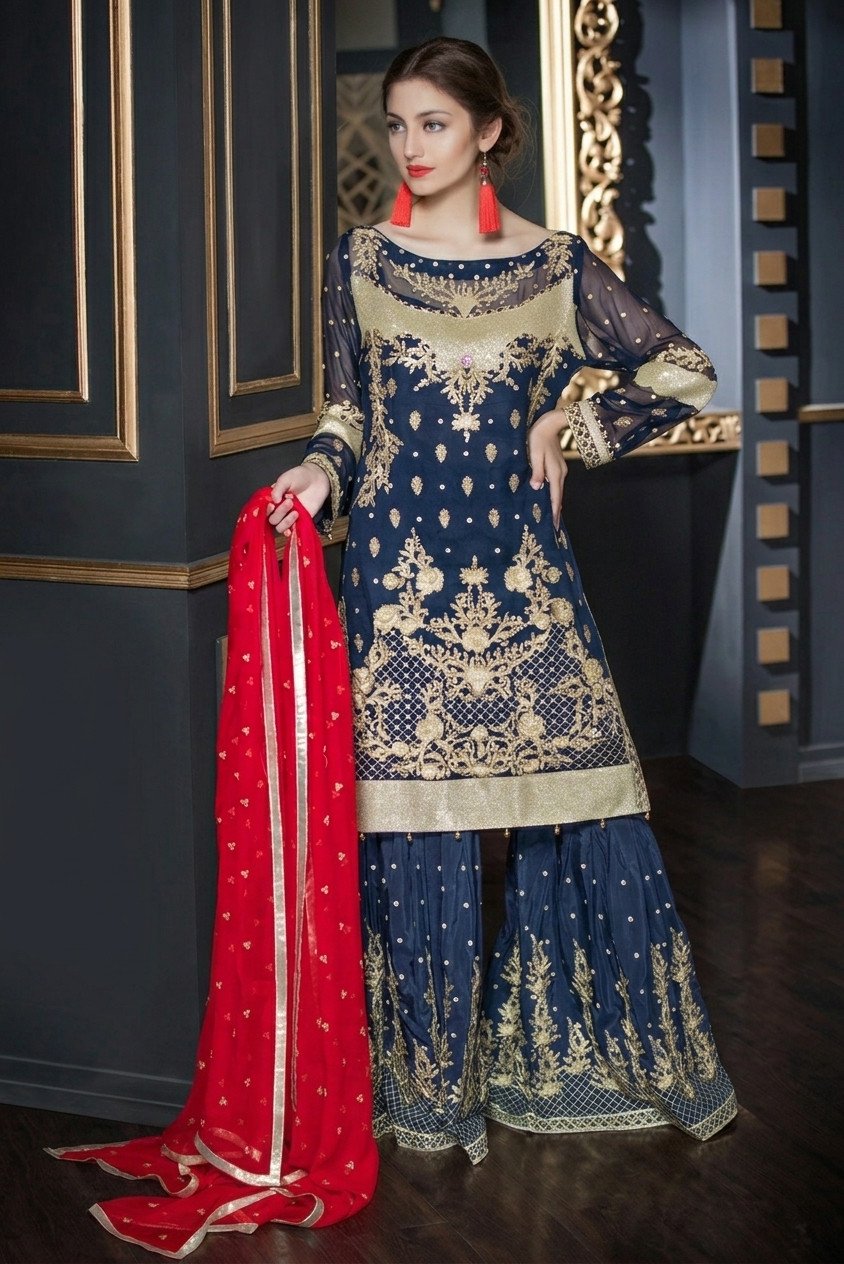 Designer Sharara Short Shirt Dress for Festives  | SHELAI938