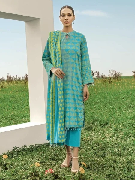 Alkaram Studio SFLR-26.1-23-Blue 3 Pc Printed Lawn Suit With Lawn Dupatta