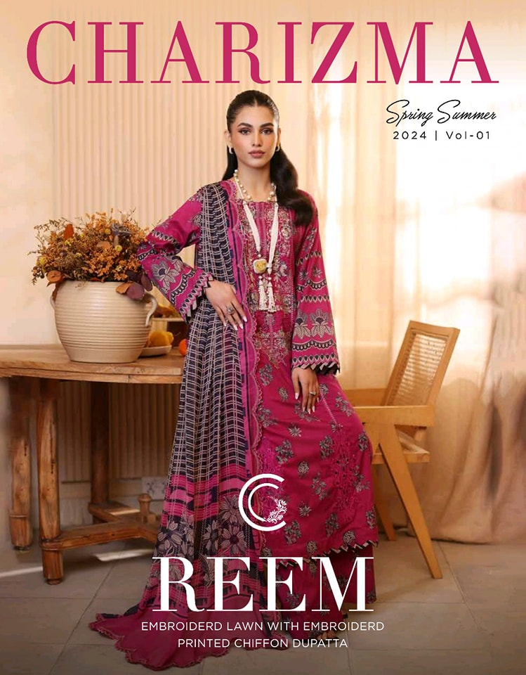 Charizma Reem Embroidered Lawn Chiffon Vol-1