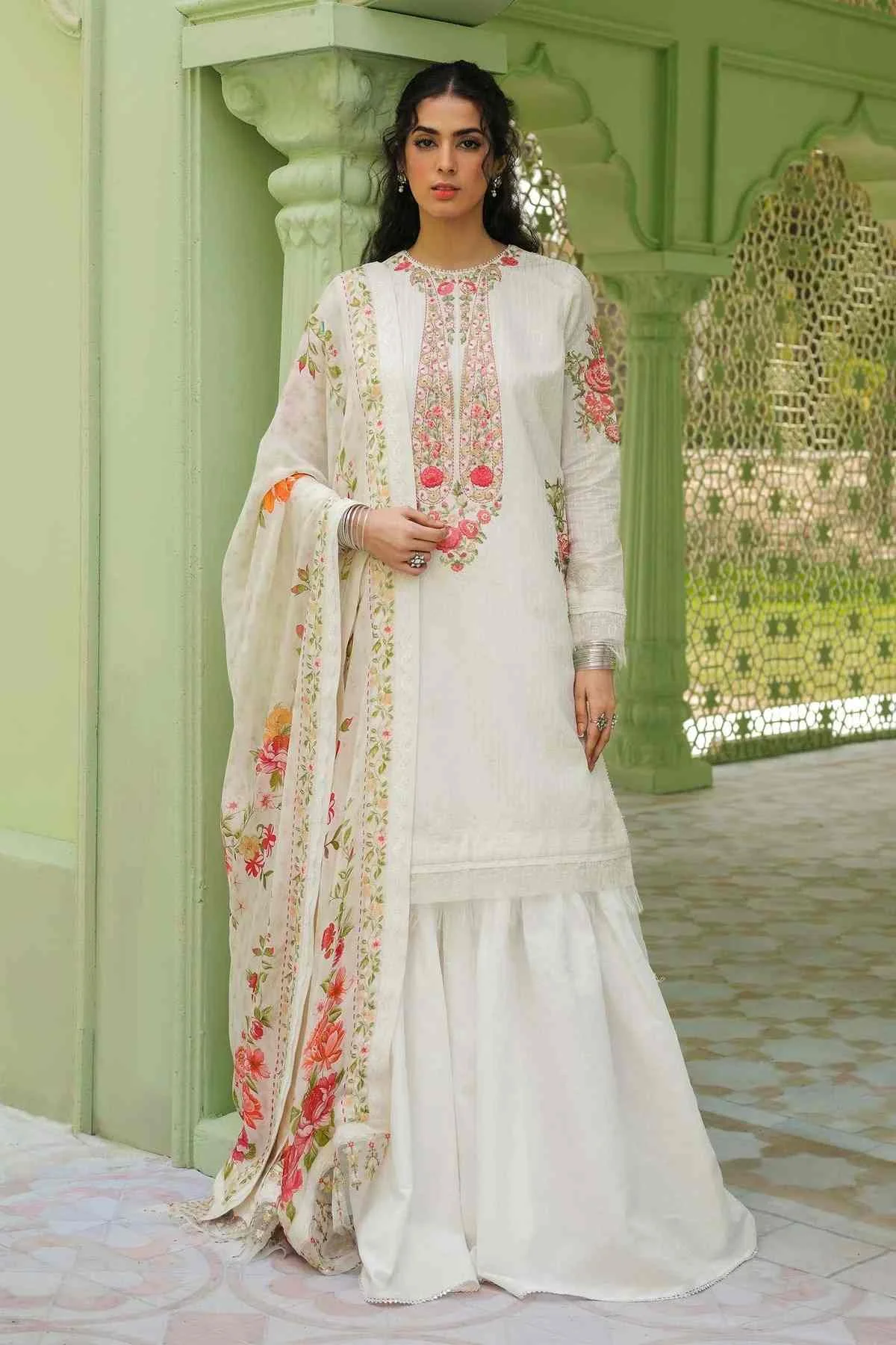 Zara Shahjahan embroidered SS Lawn 23 1A three piece at Shelai