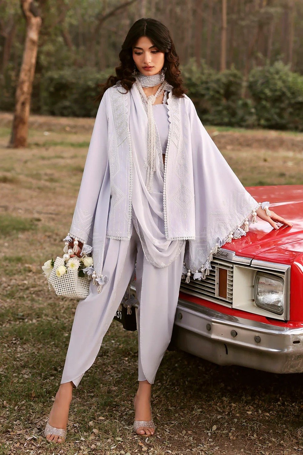 Gul Ahmed Embroidered Lawn Suit with Embroidered Chiffon Dupatta | SHELAI26081590