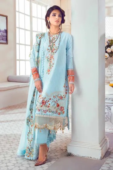 Gul ahmed embroidered chiffon suits PM-32007 unstitched 3 piece