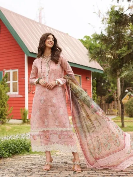 Noor Eid Luxe Printkari'23 Vol-02 D-01 Embroidered Digital Printed Lawn at Shelai