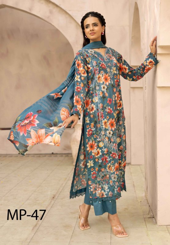 Nur Embroidered and Printed Lawn Collection | MP- 47