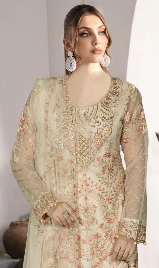 RAMSHA WA-586 Unstitched | BEIGE