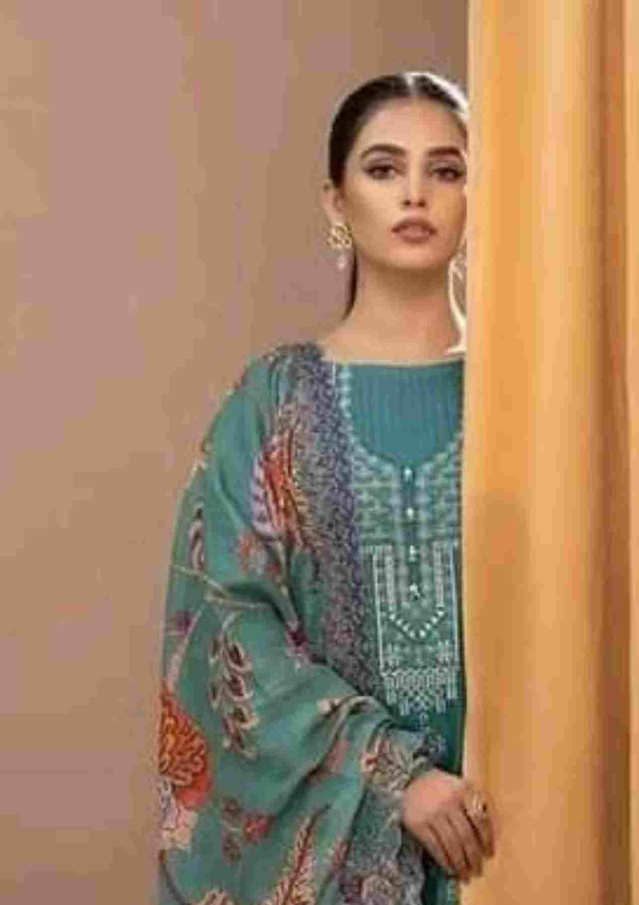 Hania Binaas deep mint print embroidered 3pc available in shelai