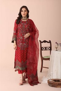 Noor's Zinnia Semi-Stitched Collection | RED