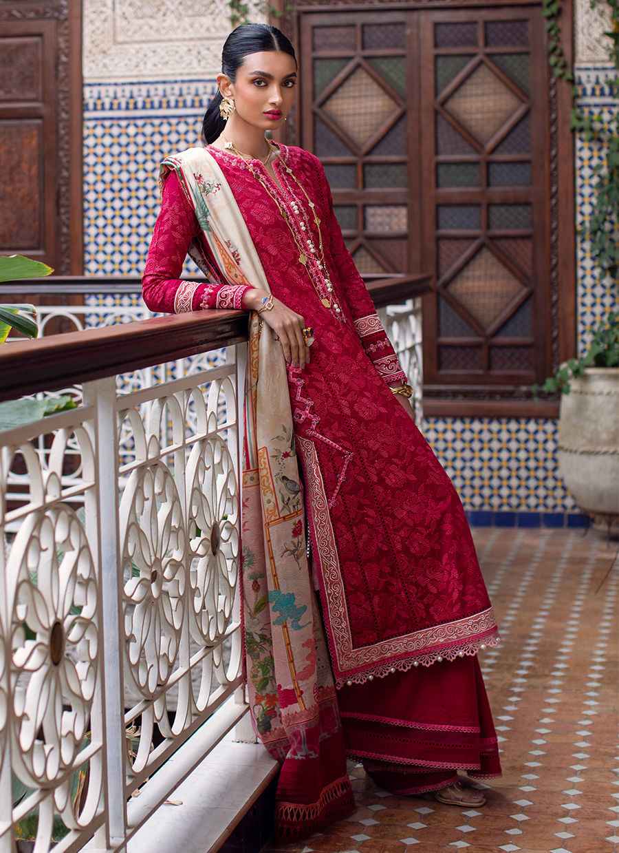 ZEITOUN RED FTA-07 Lawn by Farah Talib Aziz 3 pcs at shelai