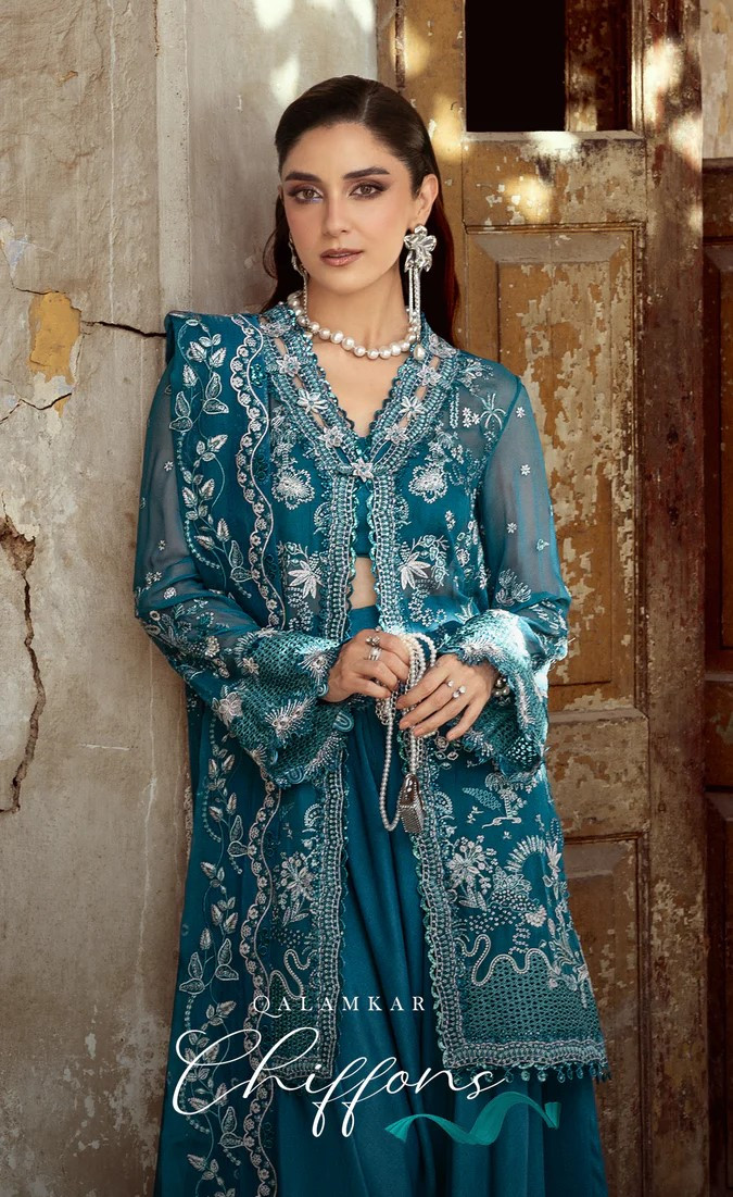 Qalamkar Festive Embroidered Chiffons Unstitched Collection 25
