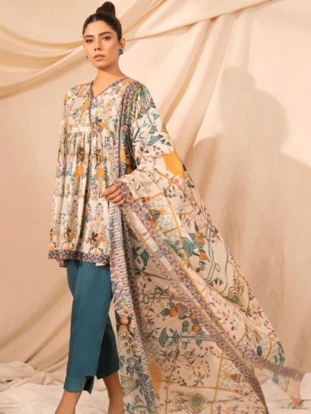 SAPPHIRE 3P-R6-16 Digital Printed Lawn Suit with Digital Printed Voile Dupatta