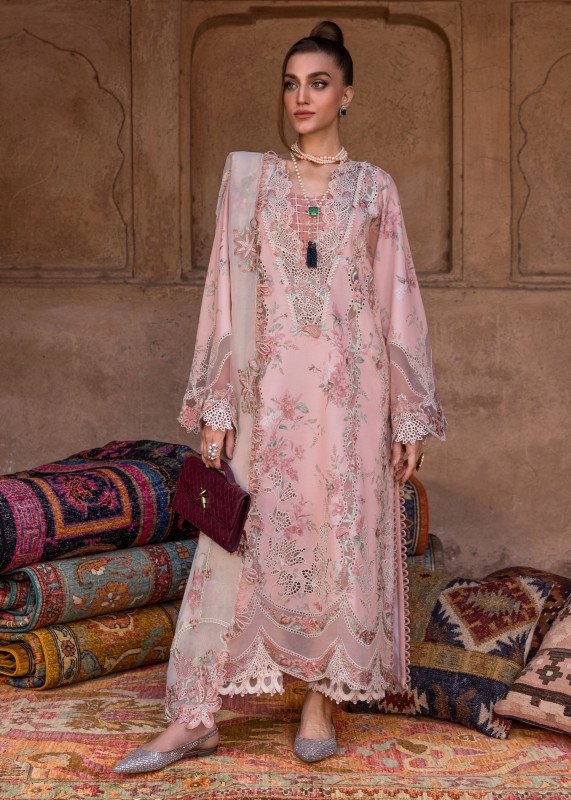 Crimson Luxe Lawn Unstitched Exclusive Collection 2025 | LAVENDER FALL - D5A