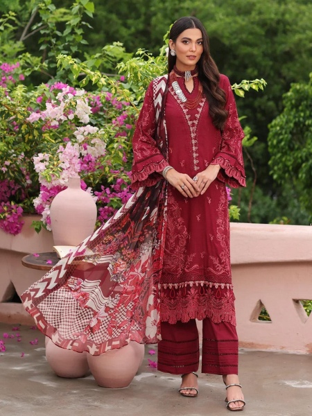 Luxe By Elaf ELJ-04A CRIMSON Luxury Embroidered Collection 2023