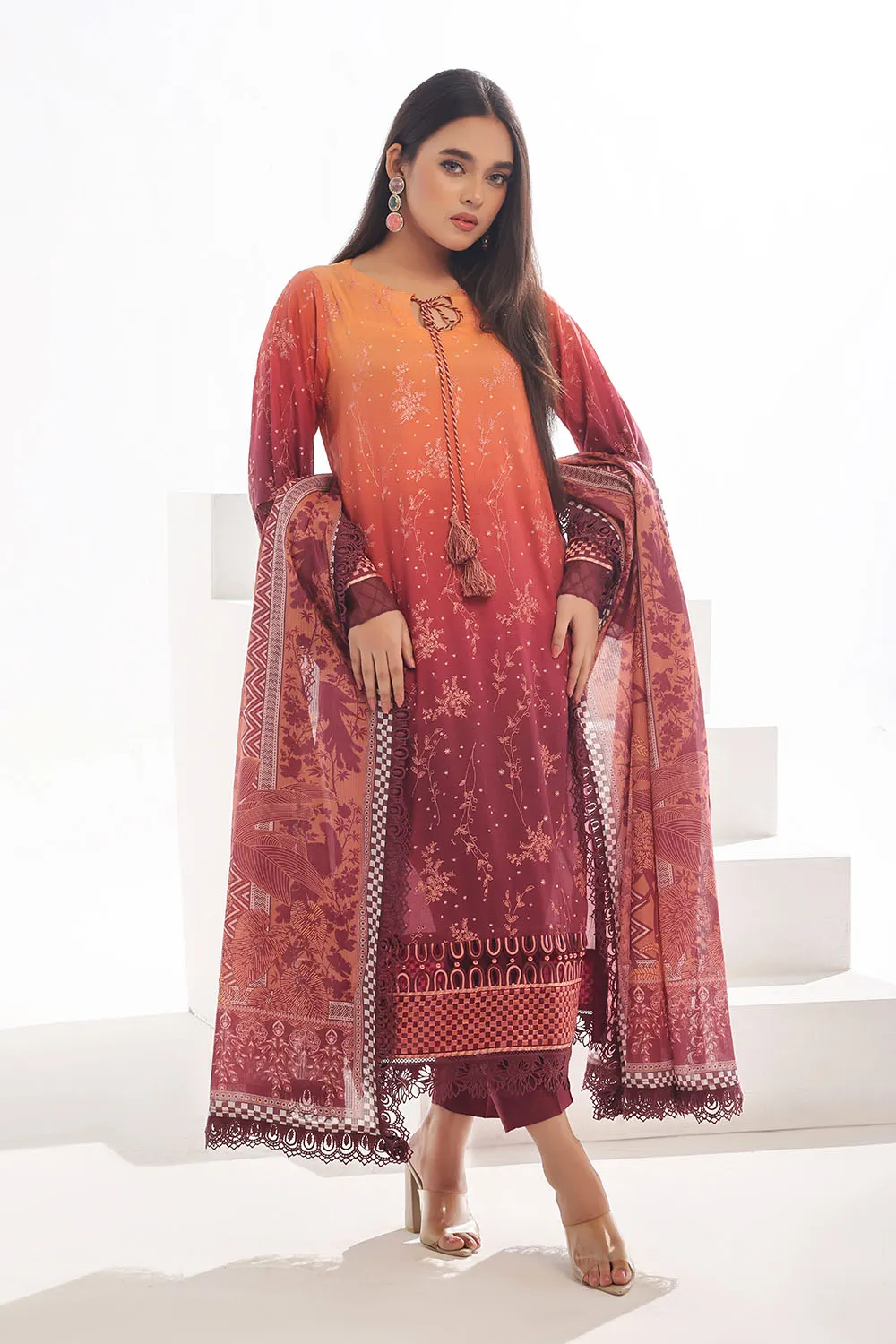 3 Piece Unstitched Embroidered Lawn Suit | DN-42046