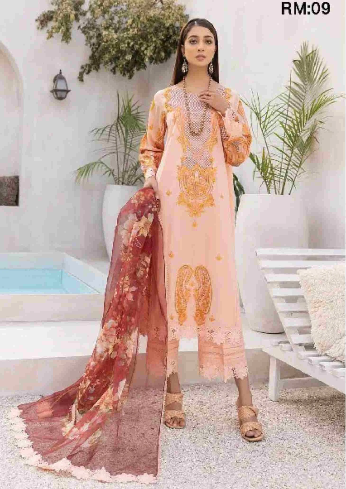 Charizma Reem unstitched premium embroidered lawn 3 piece RM:09