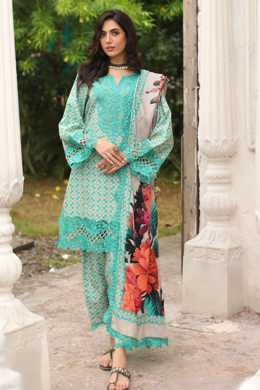 Charizma Range | Embroidered Printed Lawn | Unstitched 3pcs | BD4-12