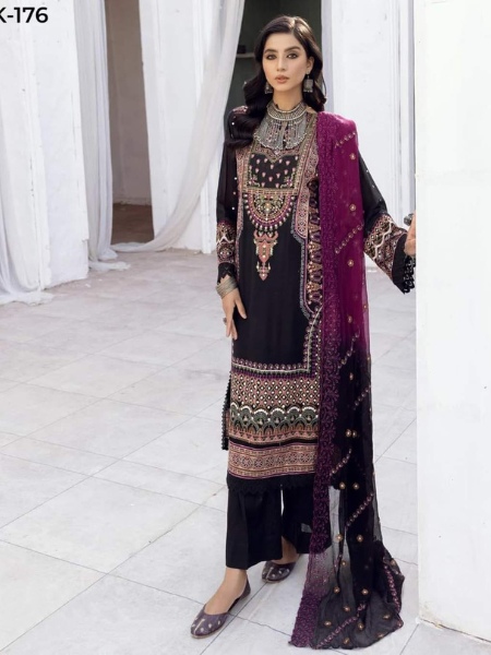 Khoobsurat k-176 Unstitched Embroidered Attractive Swiss Lawn Collection