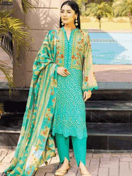 Charizma Unstitched Emb Lawn Suit with Fancy Voil Dupatta CEL-04