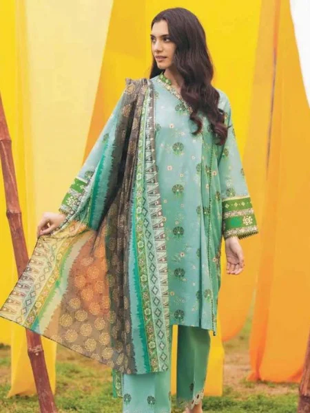 SAPPHIRE 3P-R6-3 Digital Printed Lawn Suit with Digital Printed Voile Dupatta