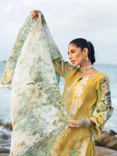 ELAF Signature ESC-06A SANDY SHORE Digital Printed Lawn Shirt with Tissue Silk Dupatta