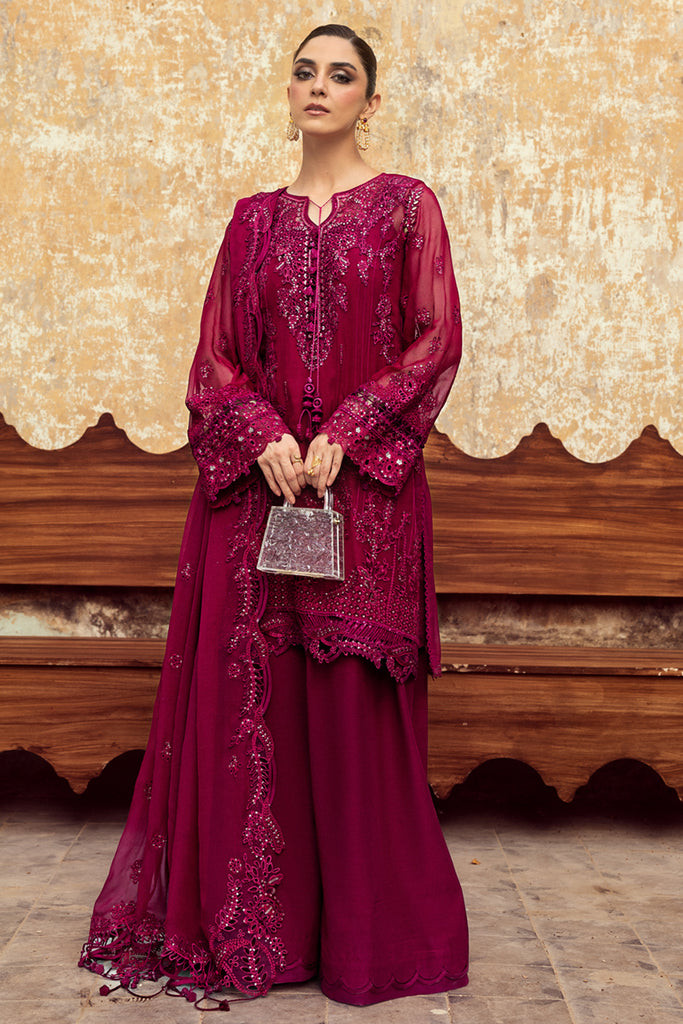 Qalamkar Festive Embroidered Chiffons Unstitched Collection 25 | WC-02 SIOFE