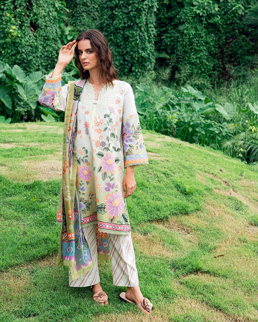 Garden Veil by Roheenaz Printed Lawn Unstitched Exclusive Collection 25 | Melon Muse