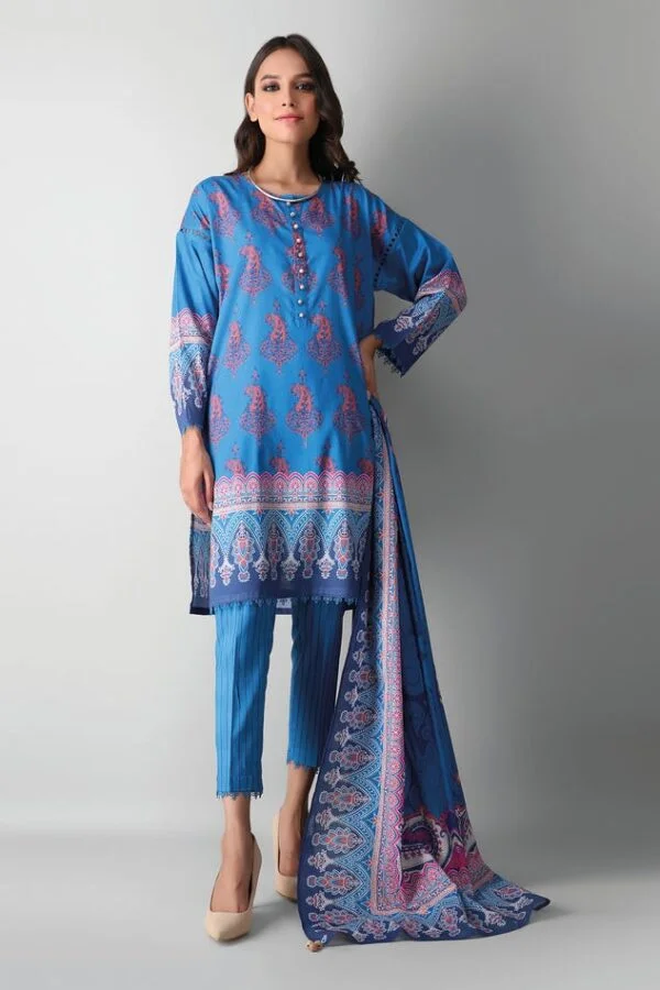 Khaadi premium blue printed A210515B 3 pieces at Shelai