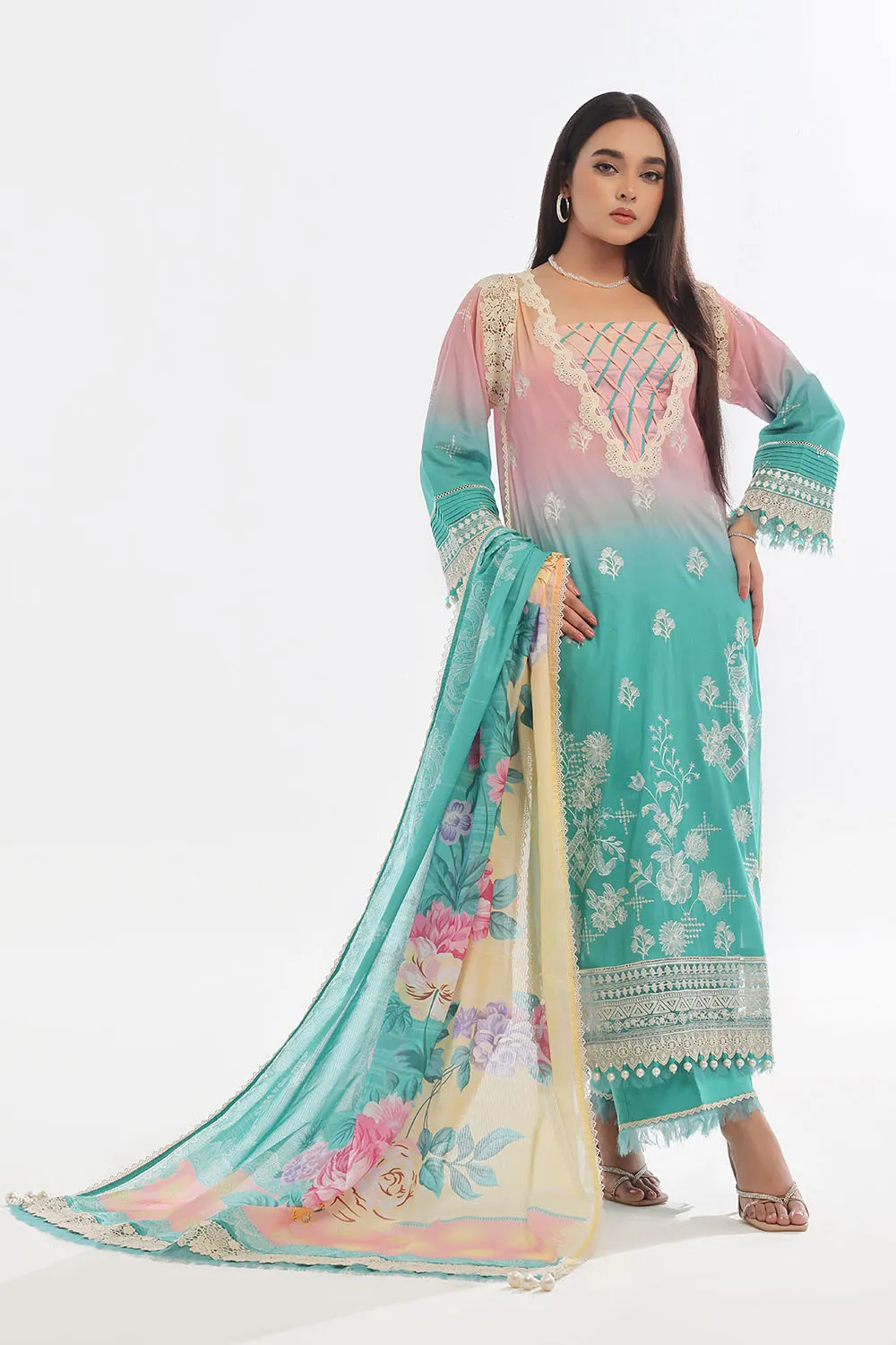 3 Piece Unstitched Embroidered Lawn Suit | DN-42047