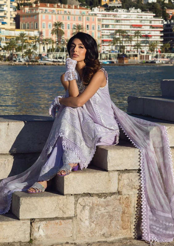 Lawn - Ansab Jahangir - Zoha - Luxury 25 - AJ-LL-25-12 - French Lavender | SHELAI22711