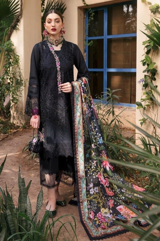 Ittehad 3PC Unstitched Embroidered Lawn Shirt | Printed Silk Dupatta | Cambric Dyed Trouser SHELAI1270