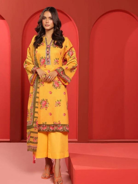 Al Karam Studio MS-03-23-Yellow Mid Summer Cambric Collection 2023