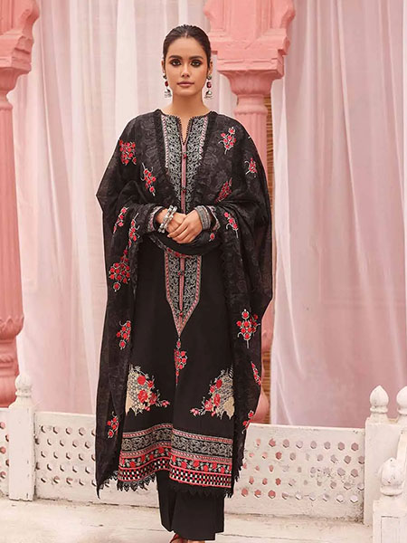 Gul-Ahmed DB-32002 Embroidered Dobby Lawn Unstitched Suit 3Pc