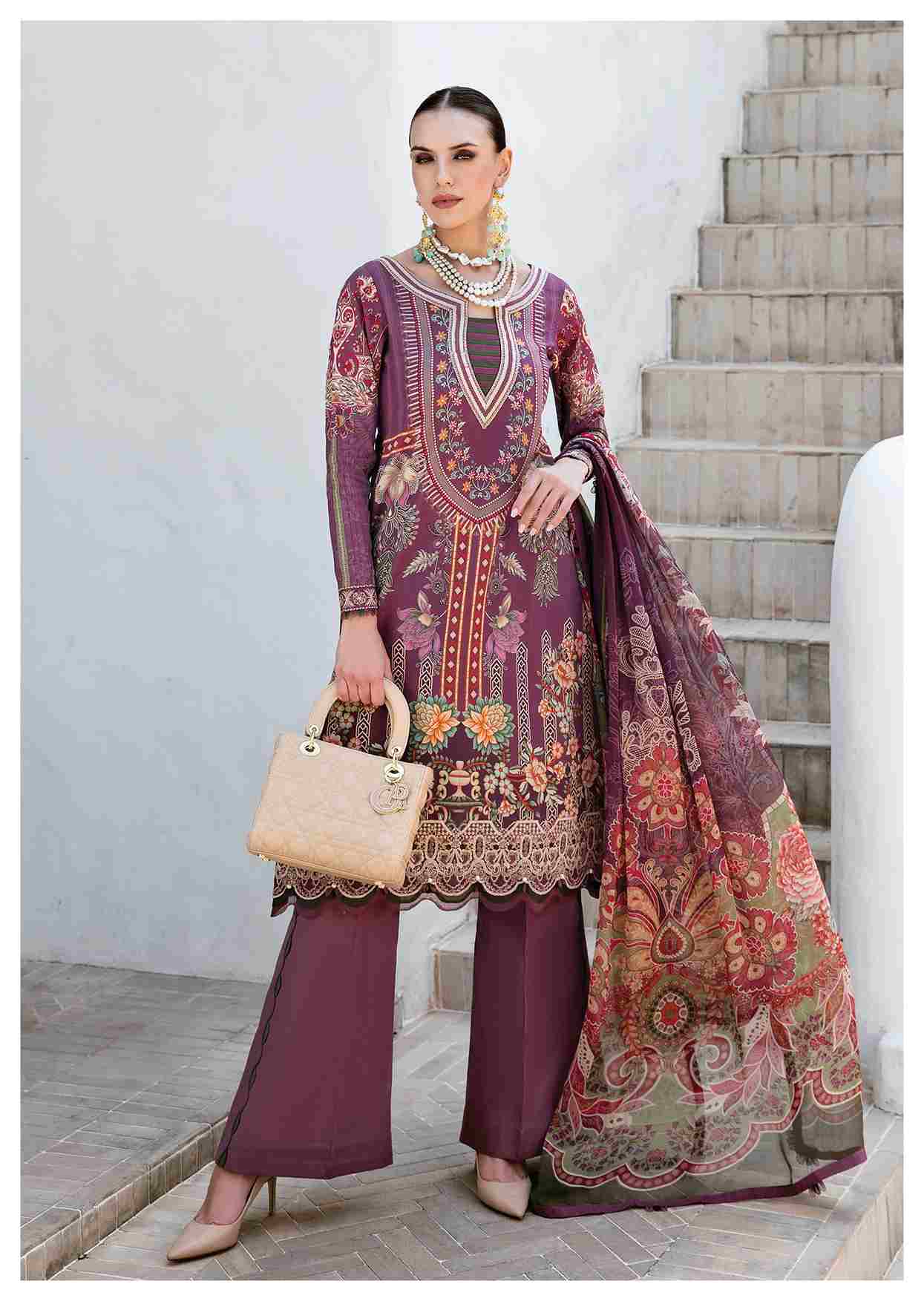 Gulaal lawn volume one 2023 maroon luxury 3 piece ARYA-04