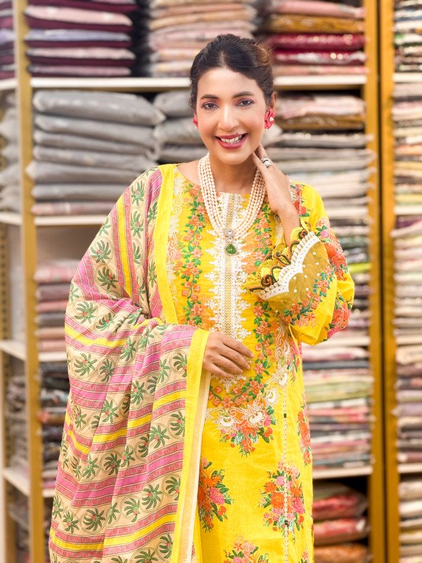 ColorLife Yellow – Embroidery & Printed Unstitched 3 piece