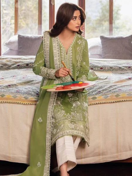 Zaha By Khadijah Shah Embroidered Lawn Unstitched 3Pc Suit ZL2024