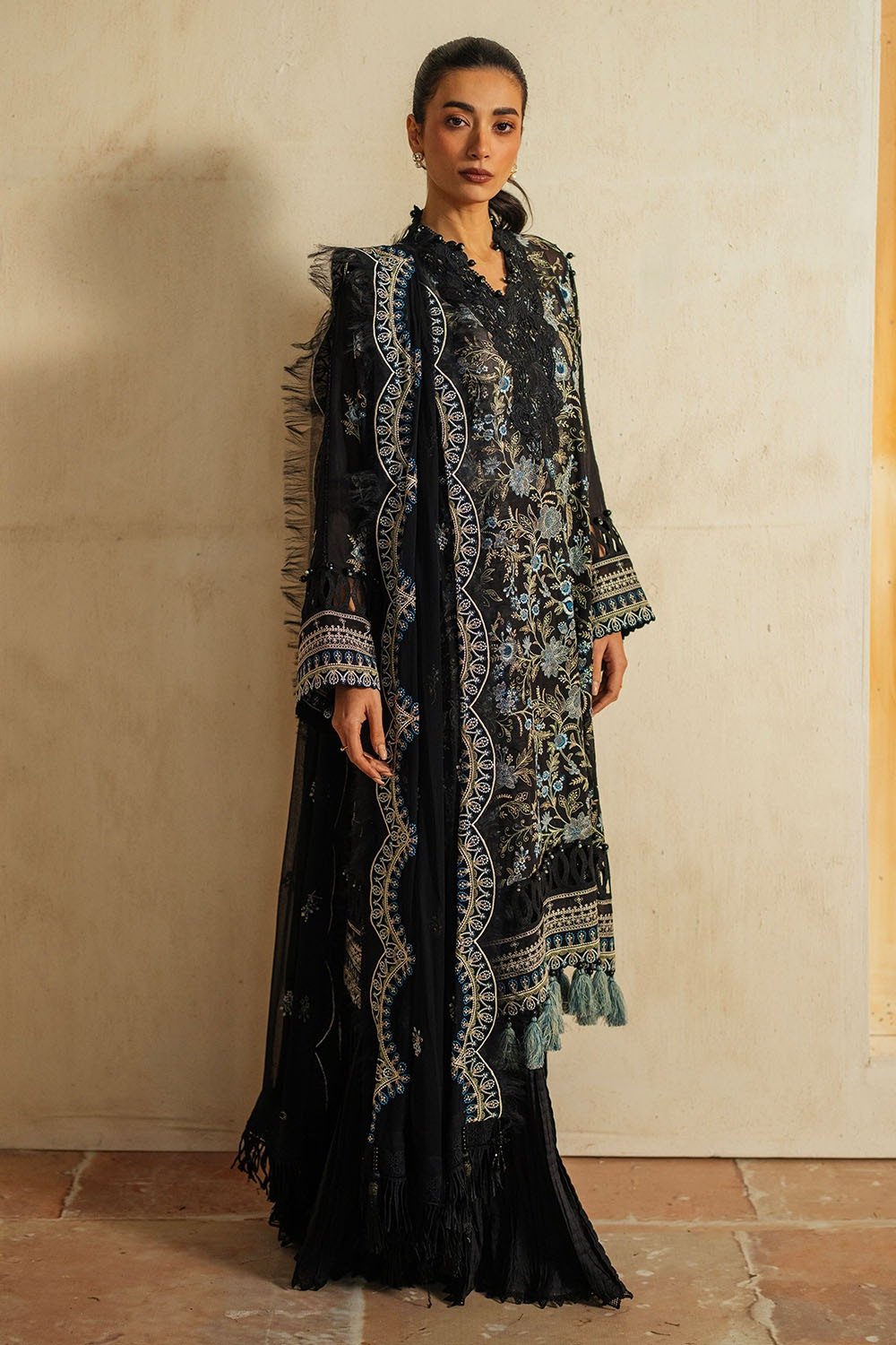 3 Piece Unstitched Embroidered Swiss Voile Suit with Embroidered Chiffon Dupatta LSV-52025