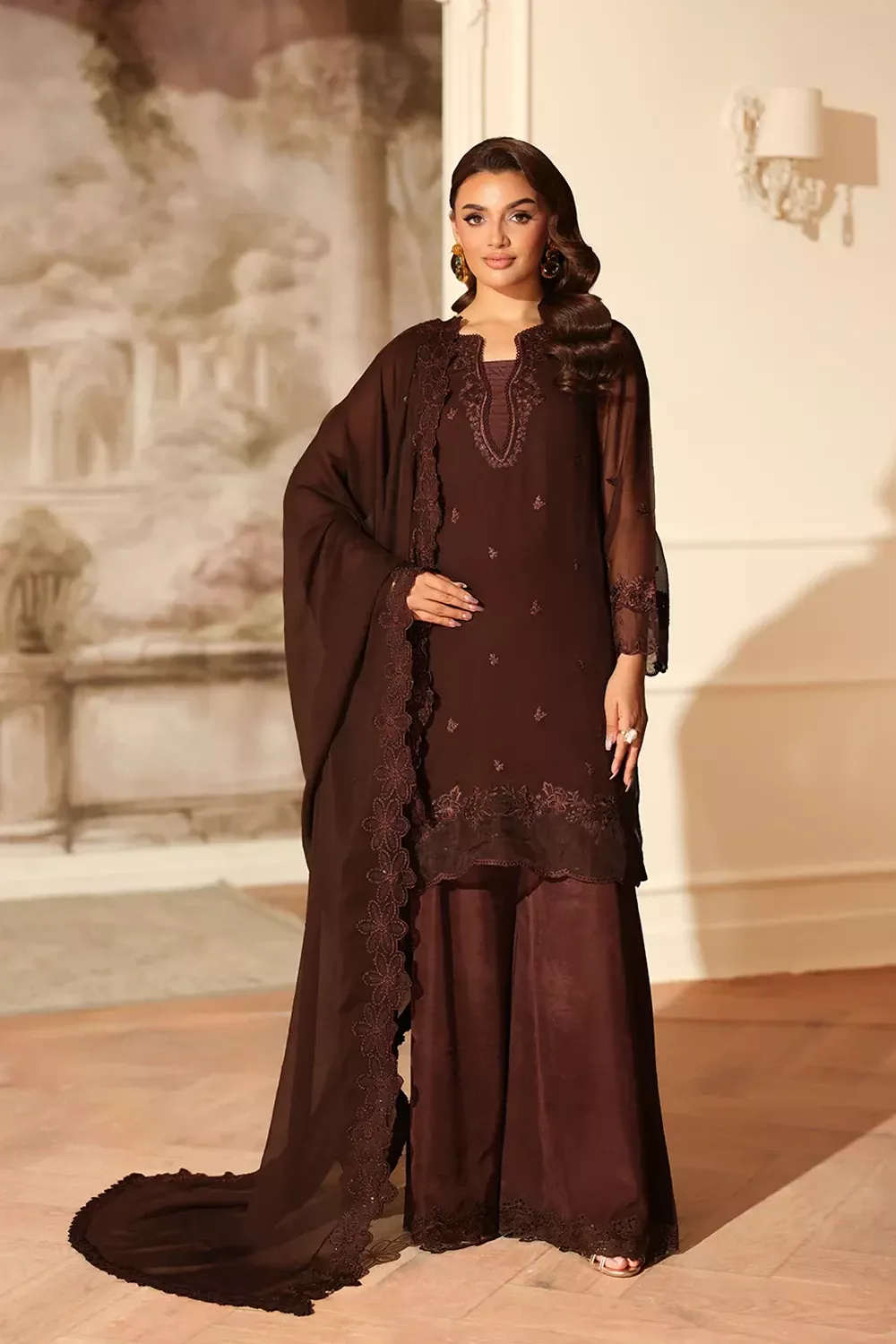 Azure Ensembles Festive 3Pcs |Cocoa Drape