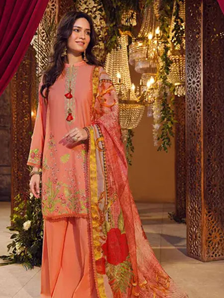 Gul-Ahmed FE-32044 Embroidered Suit & Printed Jacquard Dupatta