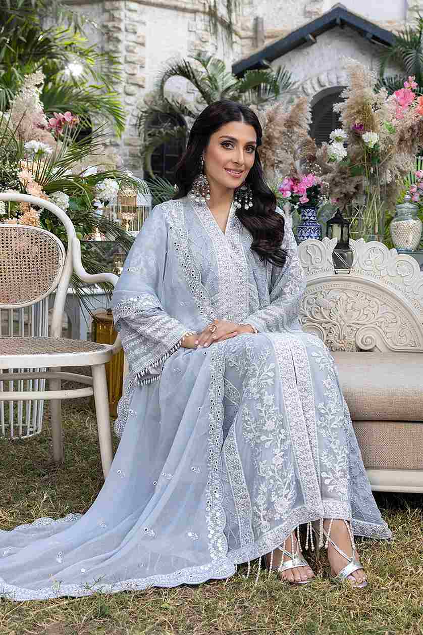 AZURE luxe embroidered festive snowy dove 3Pcs at Shelai