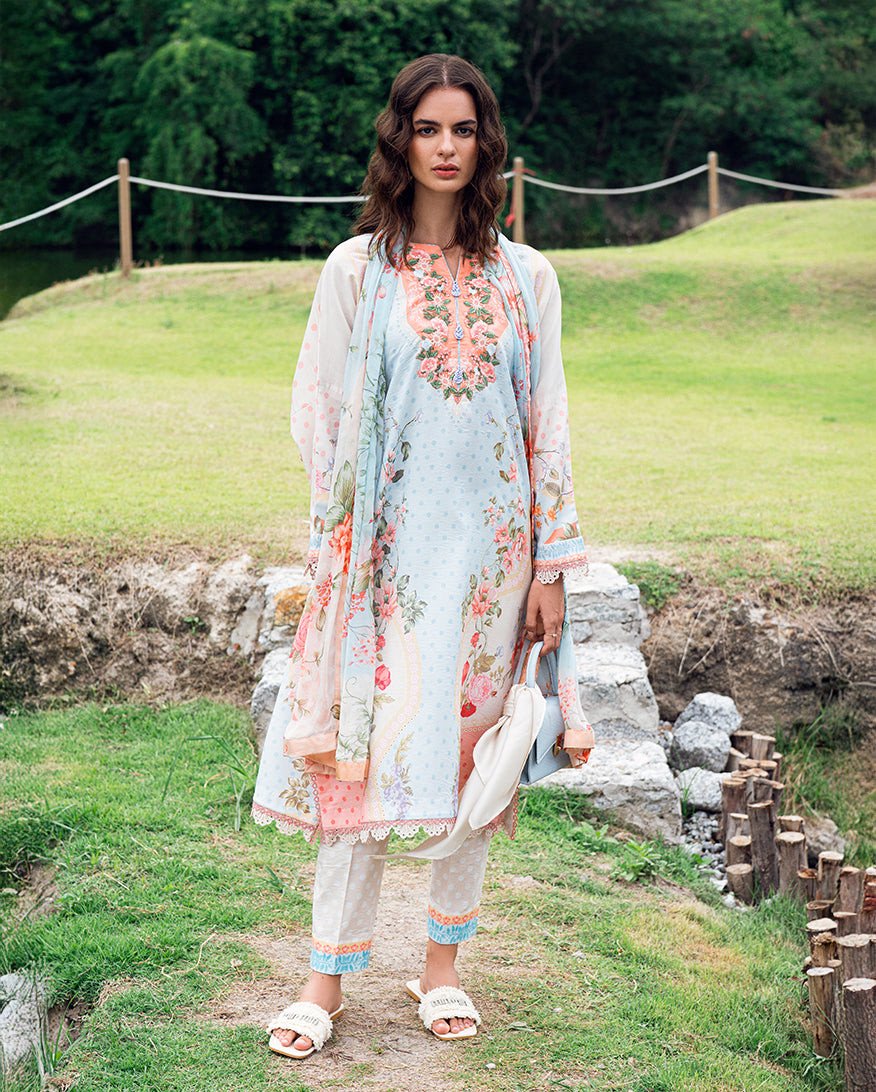 Garden Veil by Roheenaz Printed Lawn Unstitched Exclusive Collection 25 | Cloudberey glaze