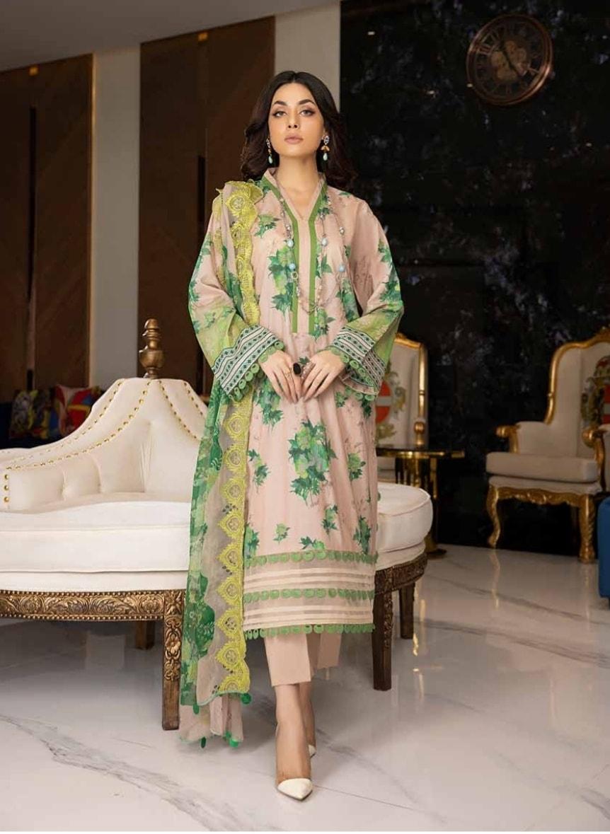 Charizma cream beige printed embroidered 3pc available in Shelai