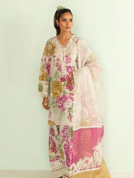 Baroque UF-402 Embroidered Luxury Lawn Collection at SHELAI