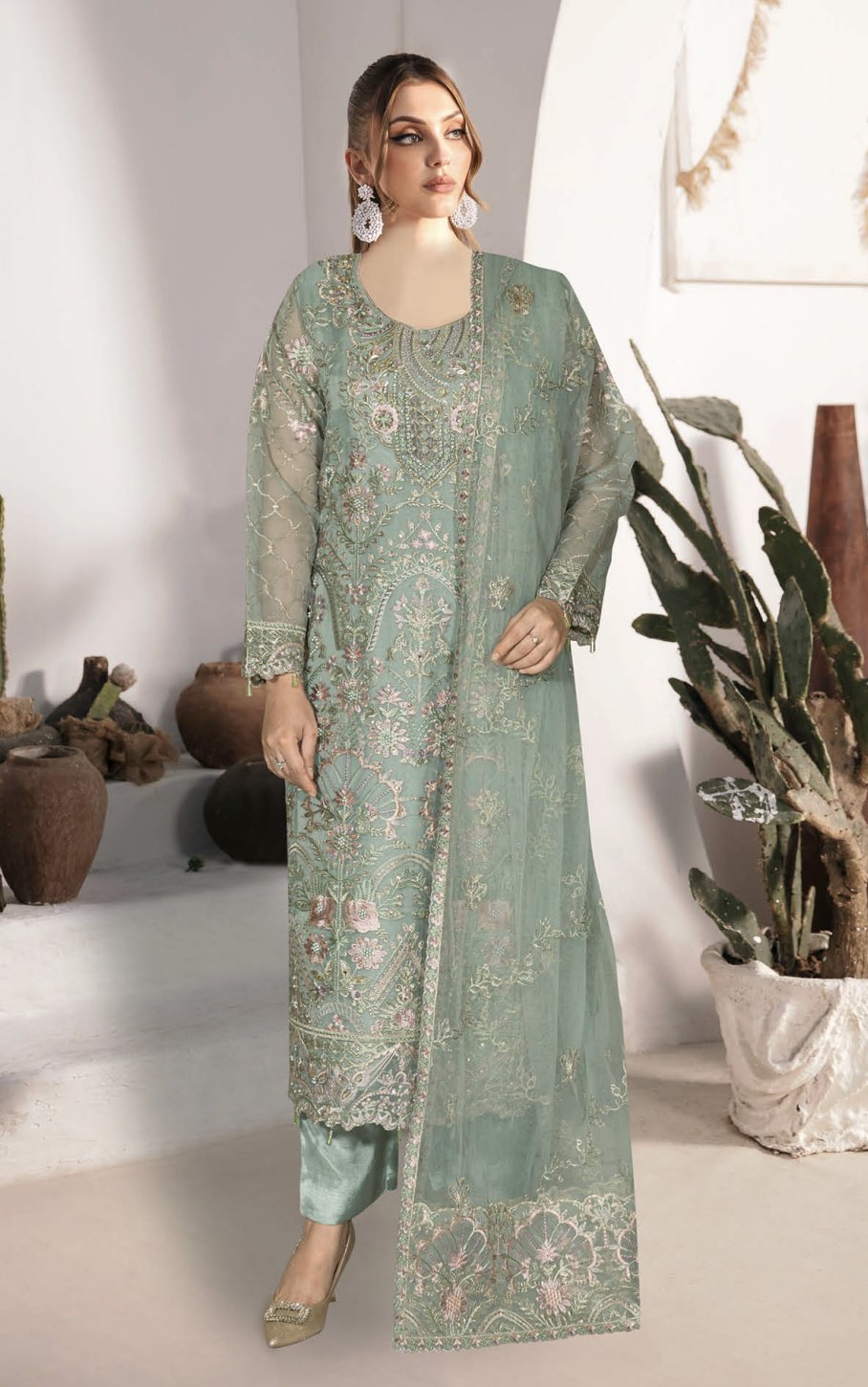 RAMSHA WA-586 Unstitched | MINT GREEN