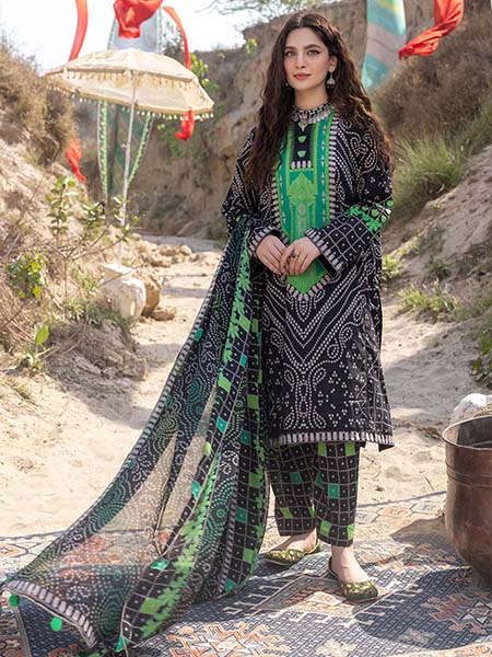 Charizma CP-30 Unstitched Printed Chunri Suit & Chiffon Dupatta