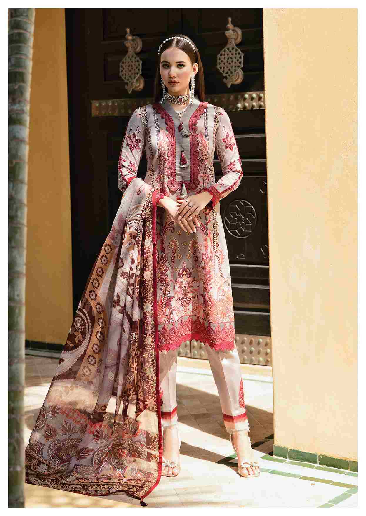 Gulaal lawn volume one 2023 grey mix luxury 3 piece ZAAVAIL-10