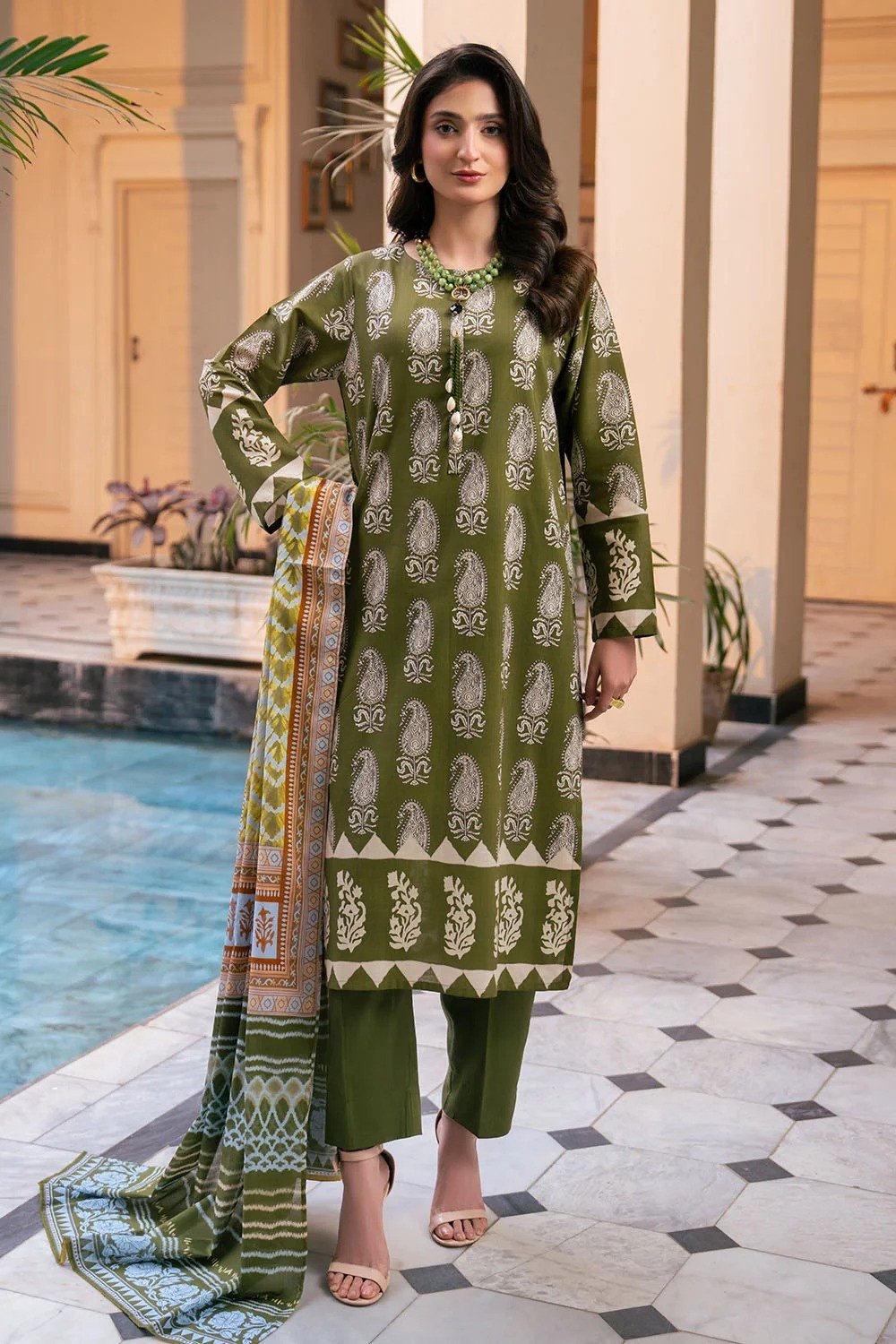 Gul Ahmed 3 Piece Embroidered Printed Lawn Suit | SHELAI26081666