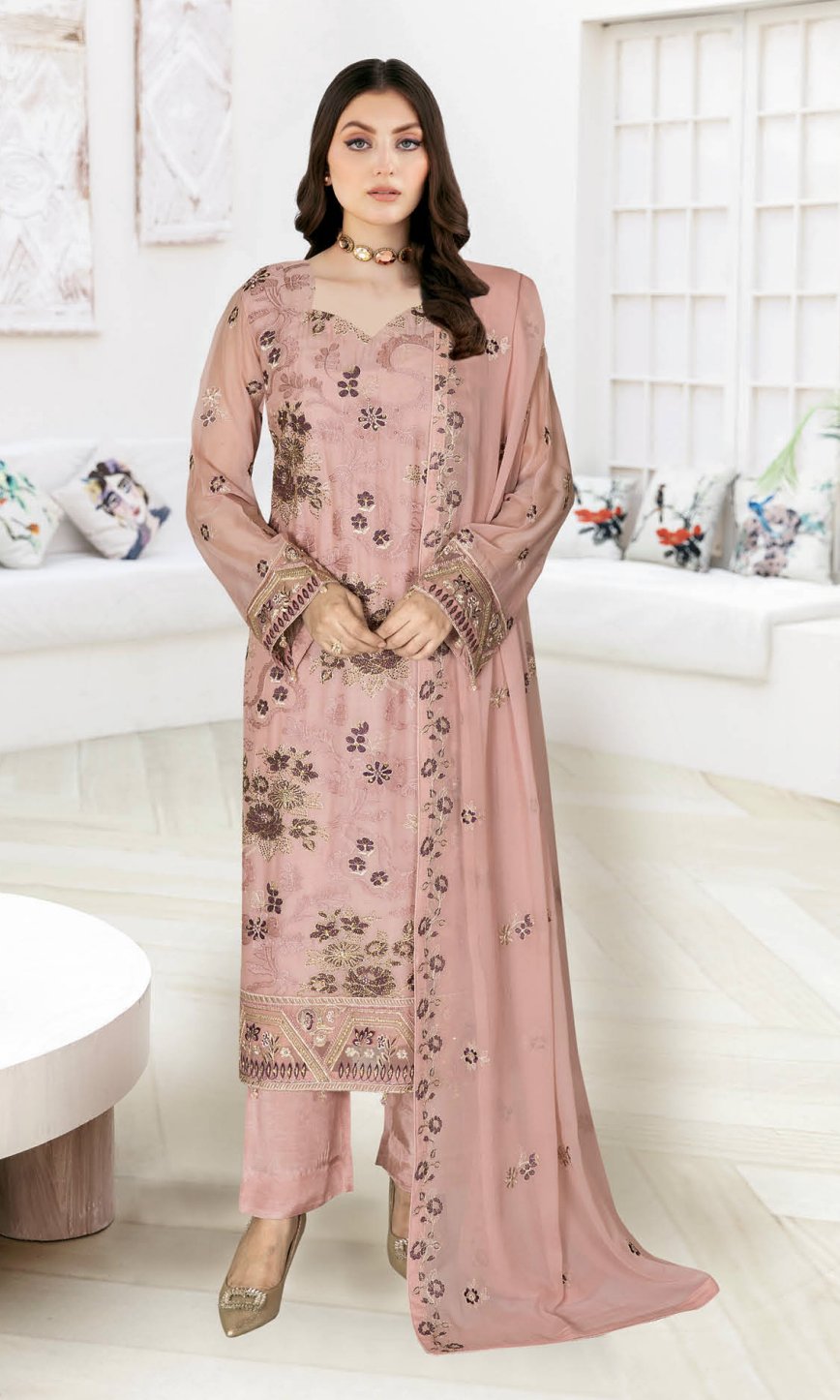 RAMSHA WA-595 Unstitched | PEACH